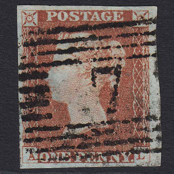 GB QV 1841 1d Red-brown (Plate 65) SG8 'AL' VFU Alloa, Scotland (7) 4M