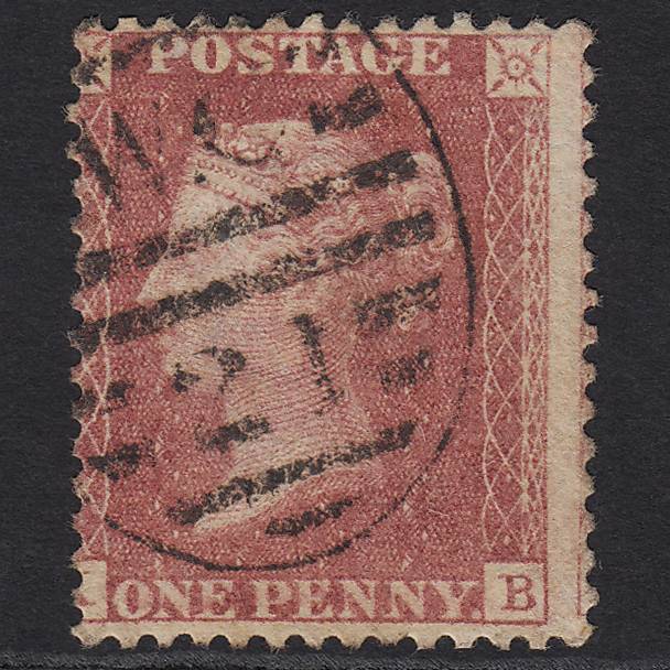 GB QV 1857 1d Pale Rose (Plate 52) SG39-C10(3) KB GU in London D&S WC21 Misperf