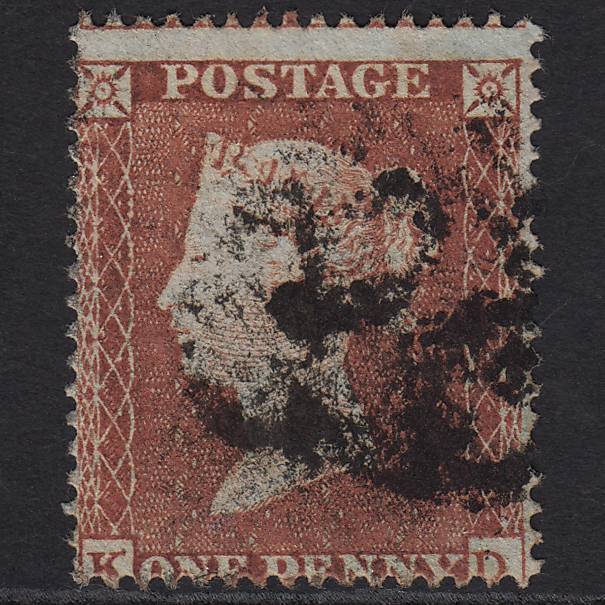 GB QV 1854 1d Red-brown (Plate 192) SG17-C1(1) KD GU Misperf