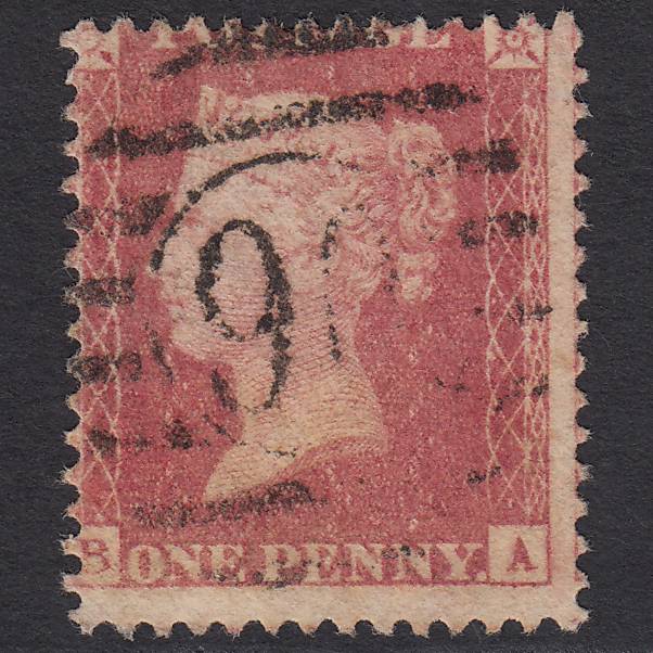 GB QV 1857 1d Rose-red (Plate 62) SG40-C10(1) BA GU London D&S 90 Misperf