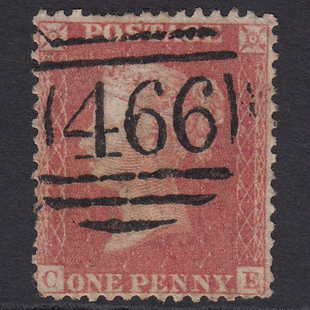 GB QV 1857 1d Pale Rose (Plate 37) SG39-C10(3) CE GU Liverpool 466 Spoon