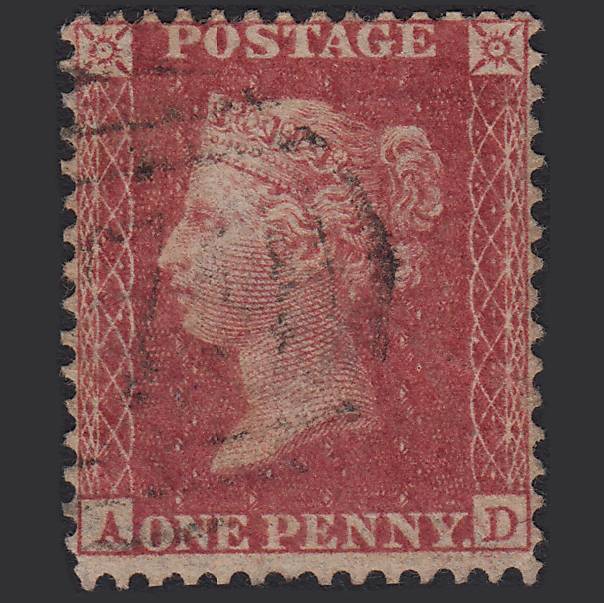 GB QV 1857 1d (Plate 47) SG40-C10(1) AD FU Missing Imprimatur Light Cancel