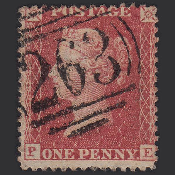 GB QV 1857 1d Rose-red (Plate 59) SG40-C10(1) PE FU Dudley 263