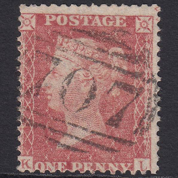 GB QV 1857 1d Pale Rose (Plate 56) SG39-C10(3) KL FU Shoreham 707 Ornament