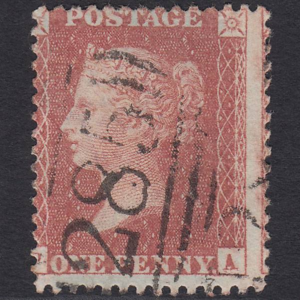 GB QV 1856 1d Red-brown (Plate 43) SG29-C8(1) PA FU Exeter 285 Misperf