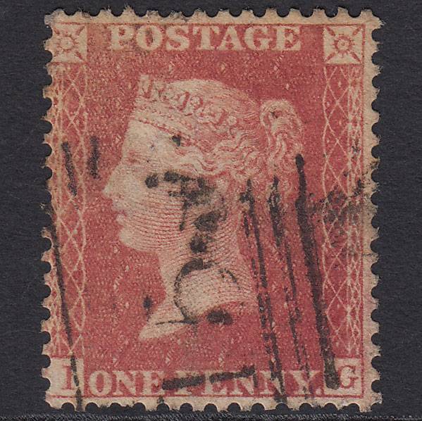 GB QV 1857 1d Rose-red (Plate 62) SG40-C10(1) IG GU Scotland
