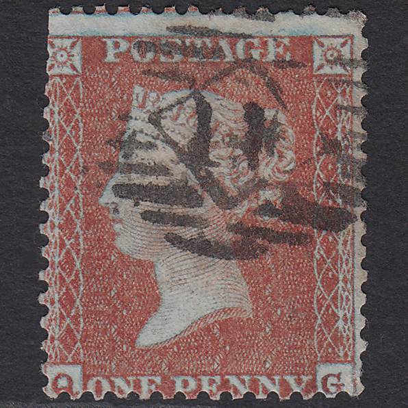 GB QV 1855 1d (Plate 12) SGC6(1) Framed Reverse QG GU London IS 14