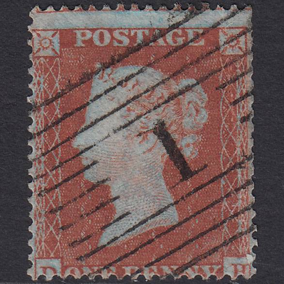 GB QV 1854 1d Red-brown (Plate 181) SG17-C1(1) DH GU Aberdeen 1 Misperf