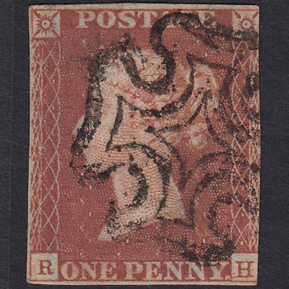 GB QV 1841 1d Red-brown (Plate 19) SG8-B1(1) RH GU 3 Margins Maltese Cross