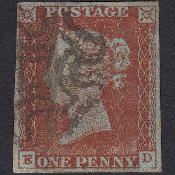 GB QV 1841 1d Red-brown (Plate 38) SG8-B1(1) ED GU 4 Margins Maltese Cross