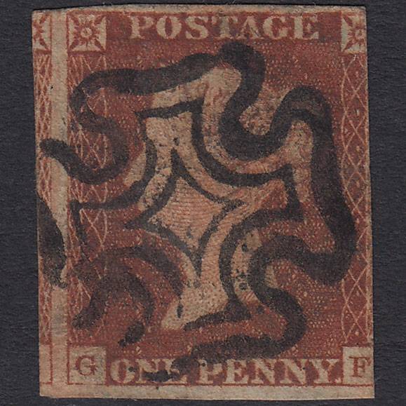 GB QV 1841 1d Red-brown (Plate 17) SG8-B1(1) GF GU 3 Margins Maltese Cross