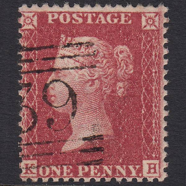 GB QV 1857 1d Deep Rose-red (Plate 27) SG41-C10(4) KH VFU Scotland Misperf