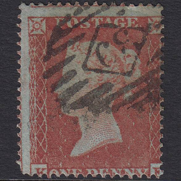 GB QV 1854 1d Red-brown (Plate 174) SG17-C1(1) KE GU London IS 39 Misperf