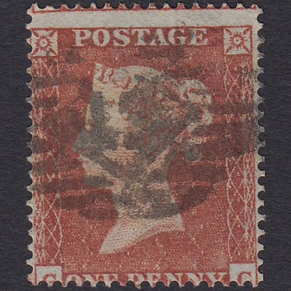 GB QV 1854 1d Red-brown (Plate 180) SG17-C1(1) GC FU London IS Cancel Misperf