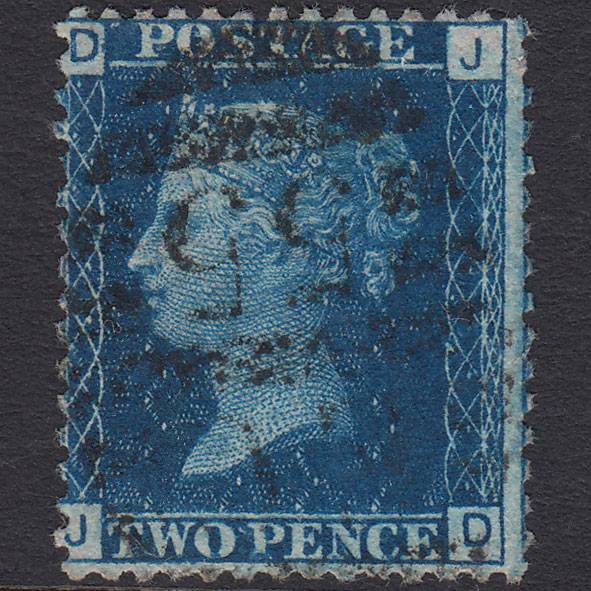 GB QV 1869 2d Blue (Plate 15) SG46-G3 JD FU 4 Margins