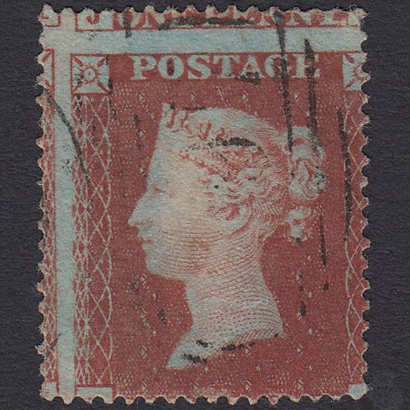 GB QV 1854 1d Red-brown SG17-C1(1) FU Light Cancel Large Misperf