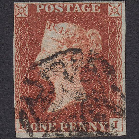 GB QV 1841 1d Red-brown (Plate 25) SG8-B1(1) HI GU 4 Margins Maltese Cross