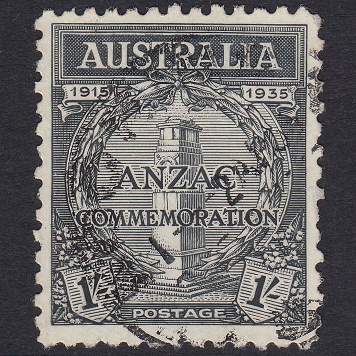 AUSTRALIA 1935 1sh Black Cenotaph, Whitehall SG155 FU Light CDS