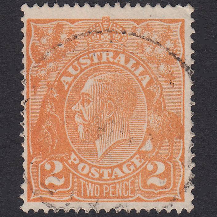 AUSTRALIA 1920 2d Brown-Orange SG62 GU Light CDS Print Flaw?