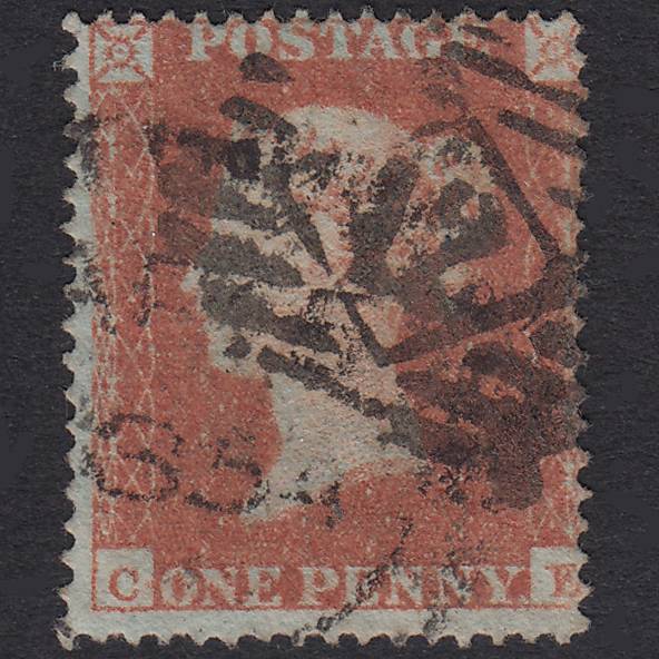 GB QV 1850 1d Red-Brown Archer Plate 97 SG16B-CE2 CE GU London IS 12