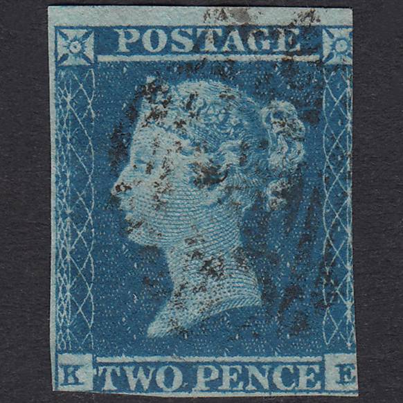 GB QV 1841 2d Blue Plate 4 SG14-E1(2) KE GU
