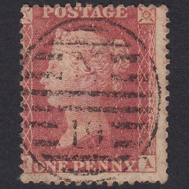 GB QV 1857 1d Rose-Red Plate 62 SG40-C10(1) MA FU London D&S N19