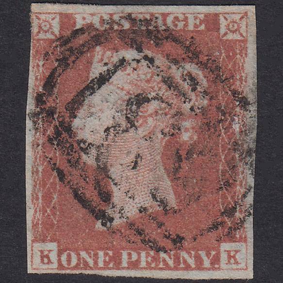 GB QV 1841 1d Red-Brown Plate 68 SG8-B1(1) KK GU Nr 4 Margins Mold 531