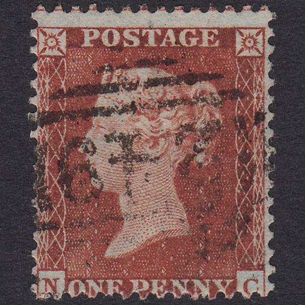 GB QV 1855 1d Red-Brown Plate R2 SG22-C2(1) NC FU Devizes 249