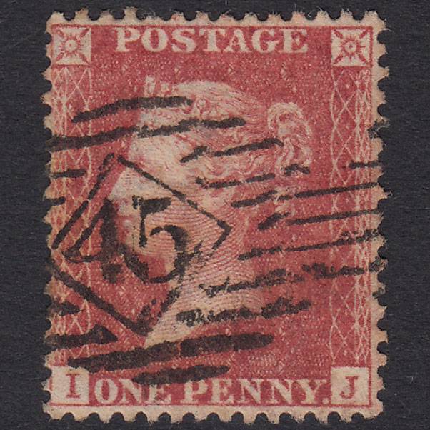 GB QV 1857 1d Rose-Red Plate 46 SG40-C10(1) IJ GU London IS 45 45.F