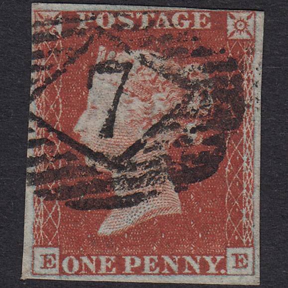 GB QV 1841 1d Deep Red-Brown Plate 50 SG10-B1(4) EE FU 4M London IS 7