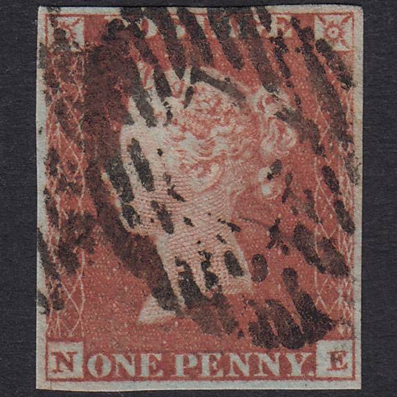 GB QV 1841 1d Red-Brown Plate 87 SG8-B1(1) NE GU 4M London IS Cancel