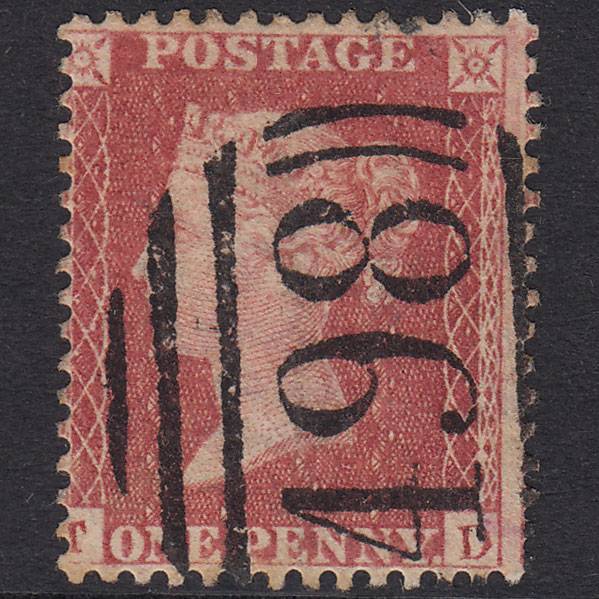 GB QV 1857 1d Rose-Red Plate 57 SG40-C10(1) TD GU Manchester 498