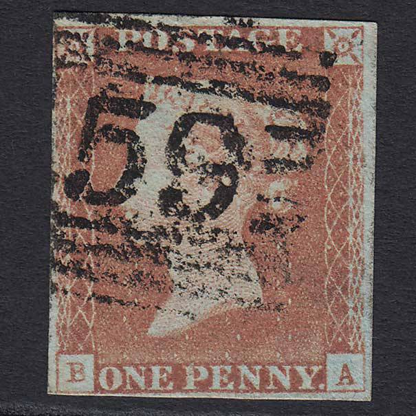 GB QV 1841 1d Red-brown (Plate 68) (SG8) 'BA' GU Glasgow (159) nr 4 Margins