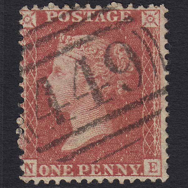 GB QV 1857 1d Rose-red (Plate 27) (SG40) 'NE' VFU Leicester (449) C10