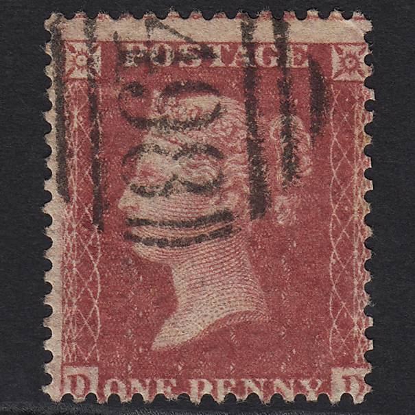 GB QV 1857 1d Rose-red (Plate 46) SG40-C10(1) DD GU Manchester 498