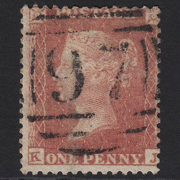 GB QV 1857 1d Pale Rose (Plate 57) SG39-C10(3) KJ GU Bury ST Edmunds 97