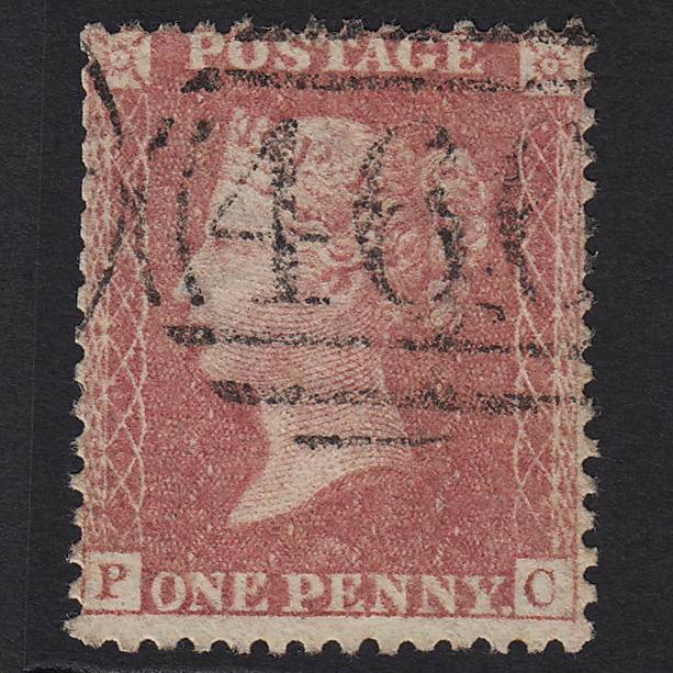 GB QV 1857 1d Pale Rose (Plate 55) SG39-C10(3) PC GU Liverpool 466