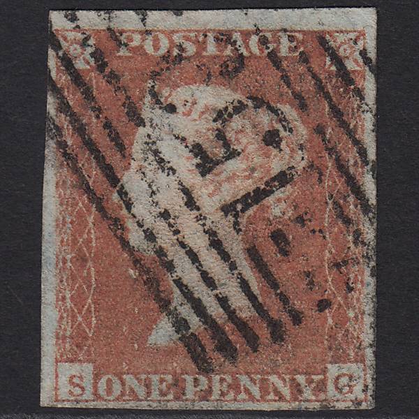GB QV 1841 1d Red-brown (Plate 95) SG8-B1(1) SG GU 4 Margins Glasgow 159