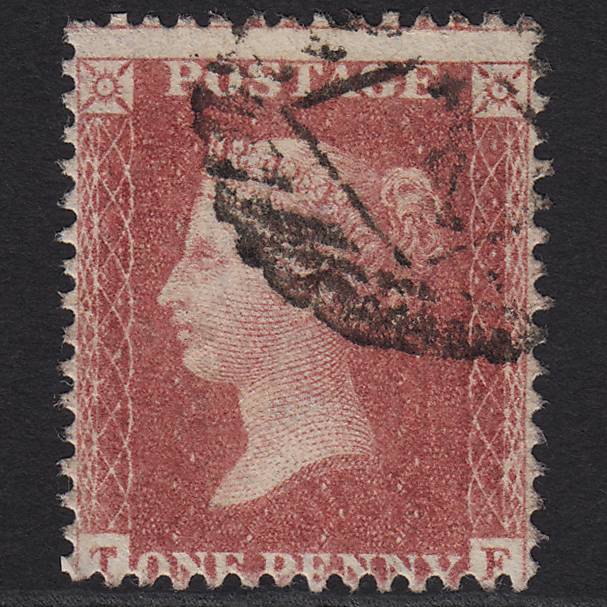 GB QV 1857 1d Rose-red (Plate 41) SG40-C10(1) TF FU London IS Cancel Misperf