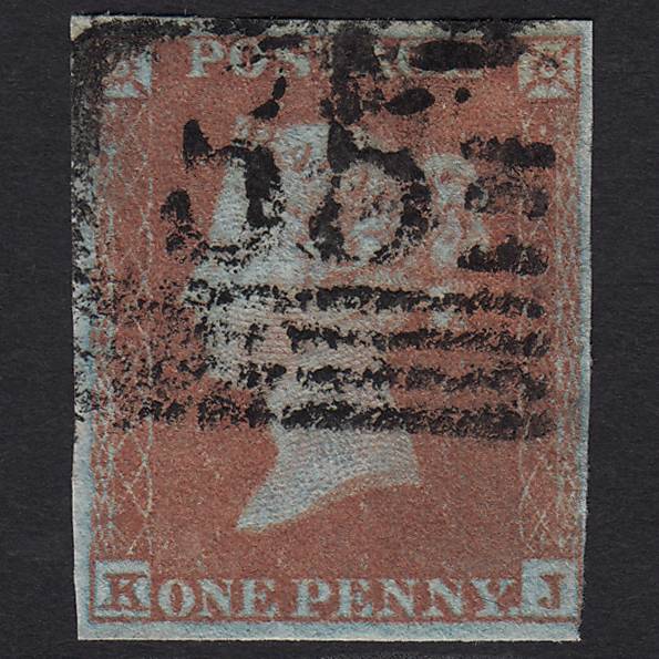 GB QV 1841 1d Very Blued (Plate 135) SG8a-B1(2) KJ GU nr 4 Margins Scotland