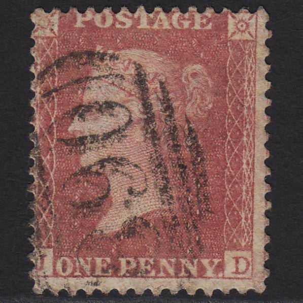 GB QV 1857 1d Rose-red (Plate 37) SG40-C10(1) JD FU Windsor 890 Misperf