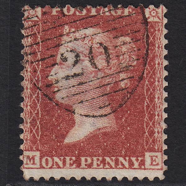 GB QV 1857 1d Rose-red (Plate 44) SG40-C10(1) ME FU London D&S Cancel