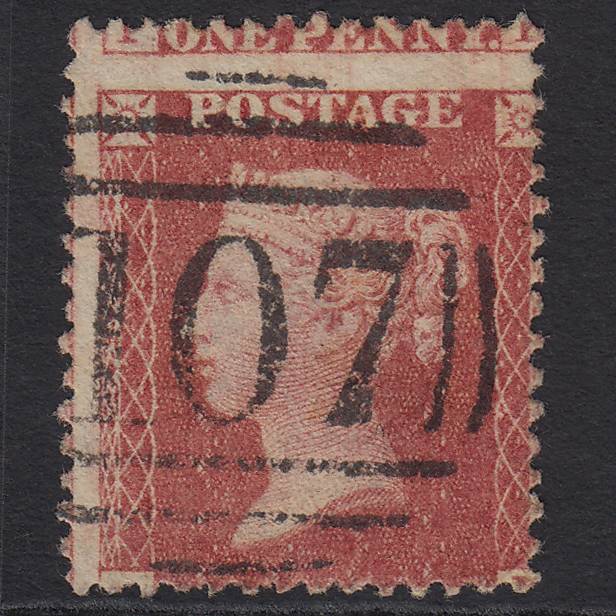 GB QV 1857 1d Rose-red SG40-C10(1) VFU Bradford 107 Large Misperf