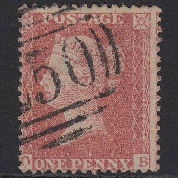 GB QV 1857 1d Pale Rose Transitional (Plate 27) SGC9A(1) OB FU Devonport 250