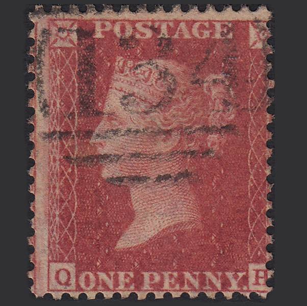 GB QV 1857 1d Rose-red (Plate 59) SG40-C10(1) QH FU Bristol 134 Misperf