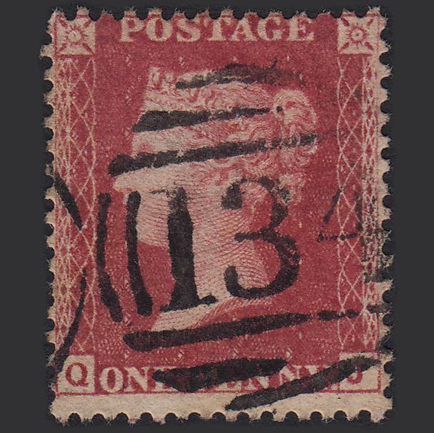 GB QV 1857 1d Rose-red (Plate 60) SG40-C10(1) QJ GU Bristol 134