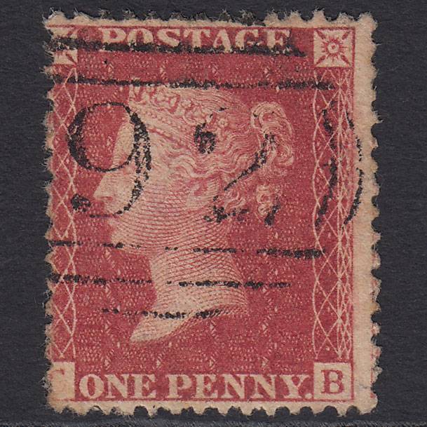 GB QV 1863 1d Rose-red (Plate 50) SG42-C12(1) CB FU Bolton 92 Misperf