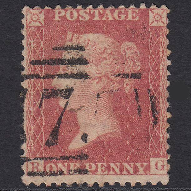 GB QV 1857 1d Rose-red (Plate 39) SG40-C10(1) RG FU Birmingham 75