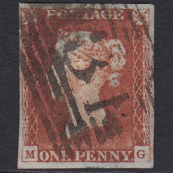 GB QV 1841 1d Red-brown (Plate 57) SG8-B1(1) MG GU 4 Margins Edinburgh 131