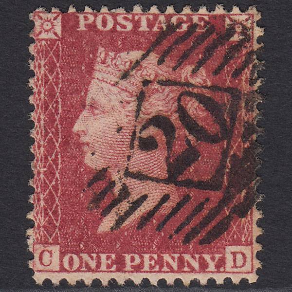 GB QV 1857 1d Deep Rose-red (Plate 43) SG41-C10(4) CD FU London IS 20
